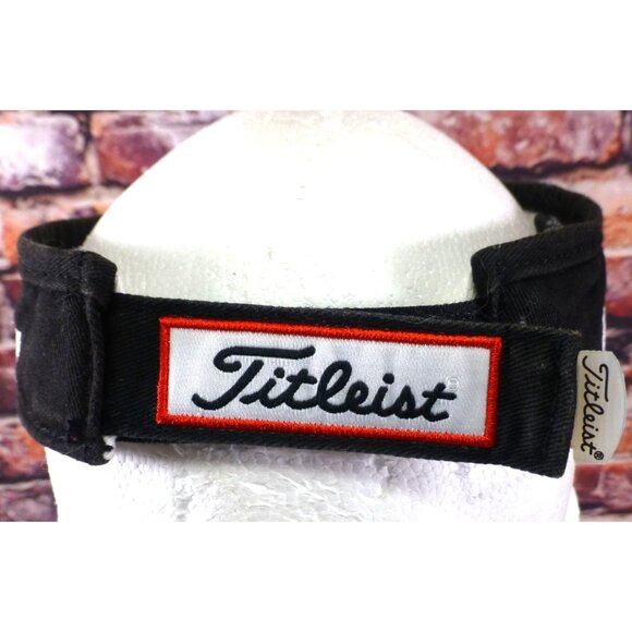Titleist FootJoy Black Golf Visor Adjustable Strap Pro V1 Logo Embroidered Cotto - Picture 3 of 7